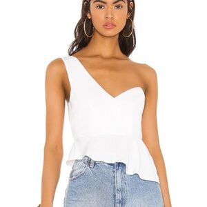 superdown White Asymmetrical Tank Top (Karlie One Shoulder Top)
